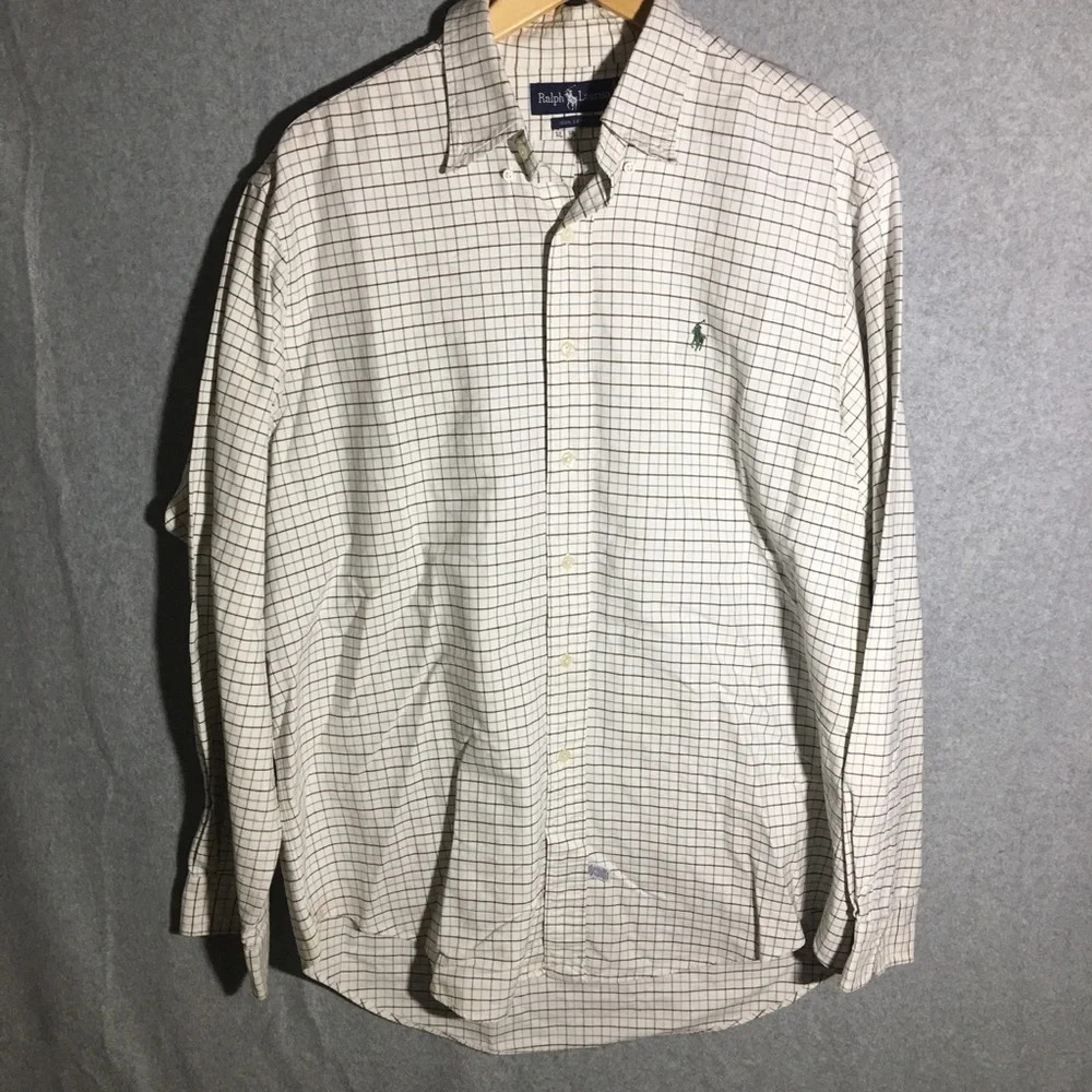 Mens Ralph Lauren Button Down Shirt Checkered Formal Casual Church Event